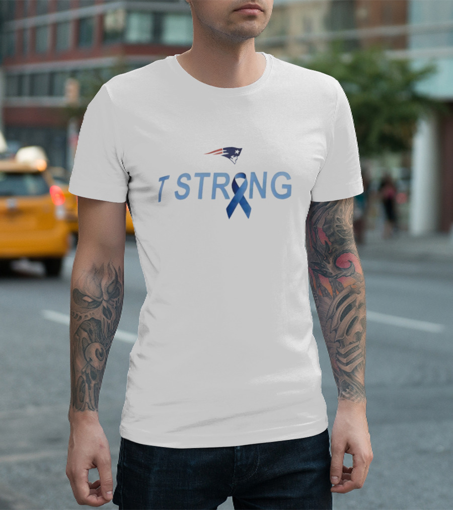 Patriots Strong Blue Ribbon Symbol With Mike Vrabel T-Shirt