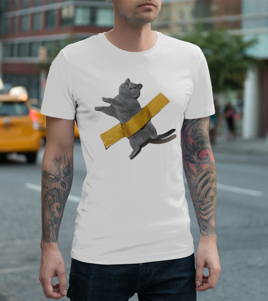 Tape Cat Joke Humor Duct Tape Gag T-Shirt