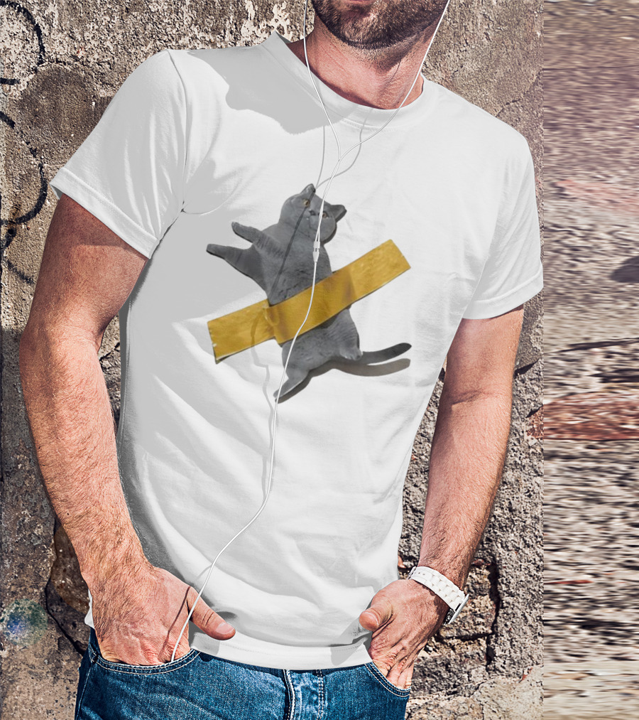 Tape Cat Joke Humor Duct Tape Gag T-Shirt