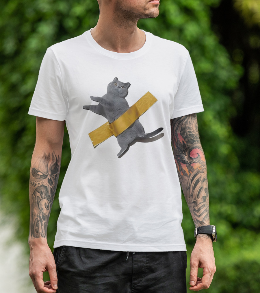 Tape Cat Joke Humor Duct Tape Gag T-Shirt