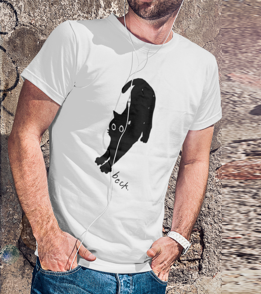 Beck Stretching Cat Silhouette Black Outline T-Shirt