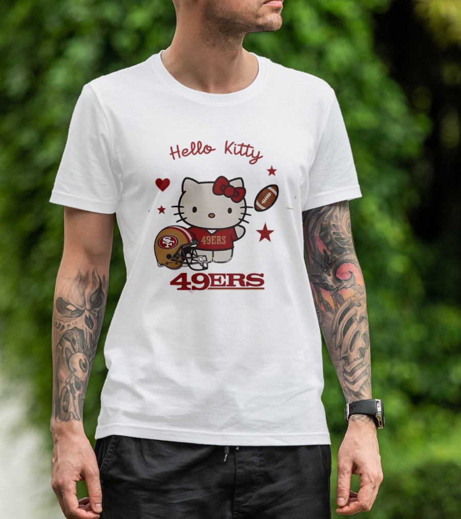 Hello Kitty 49ers Collaboration San Francisco Football Helmet T-Shirt