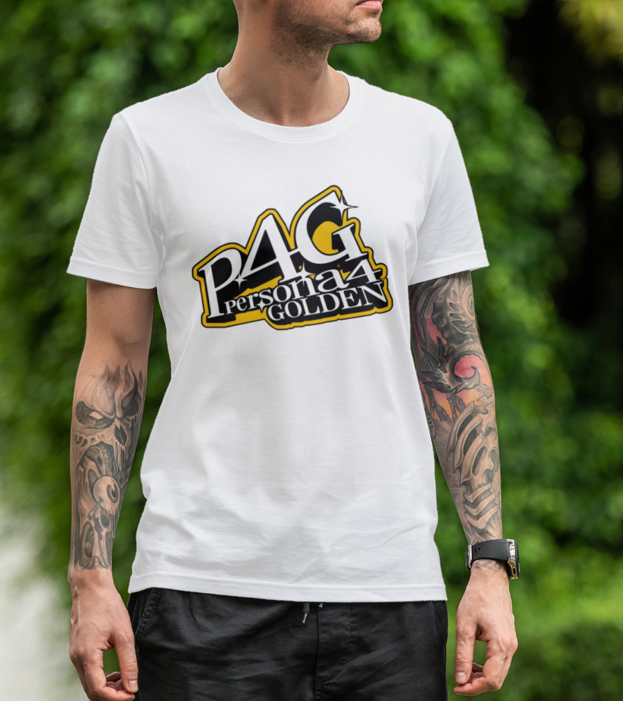 Persona 4 Golden Atlus P4G Yellow Black Text T-Shirt