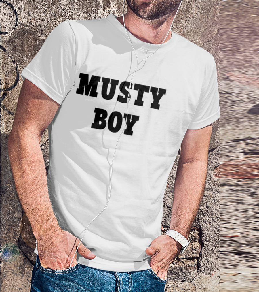 Musty Boy Fun Doodle Typography Hand-Drawn Sketch Style T-Shirt