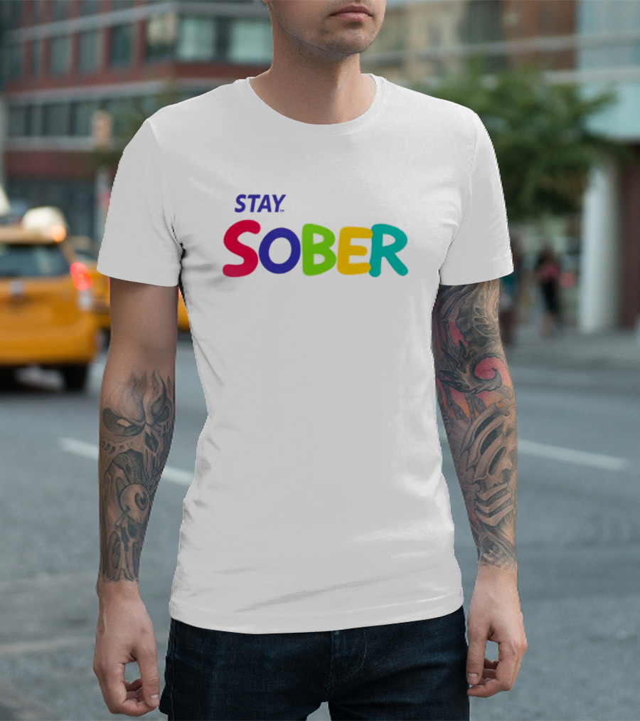 Stay Sober Bright Colorful Text Gaming T-Shirt
