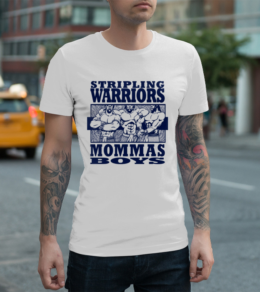 Stripling Warriors Mommas Boys Bold Muscular Figures T-Shirt