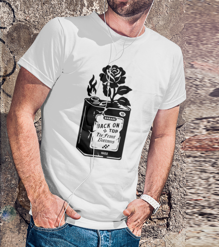 Back On Top The Front Bottoms Lighter-Inspired Art With Rose Motif T-Shirt