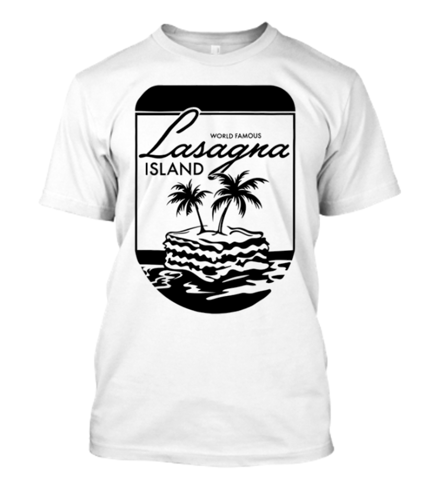 World Famous Lasagna Island Cat Cartoon Comic Humor Retro Style T-Shirt