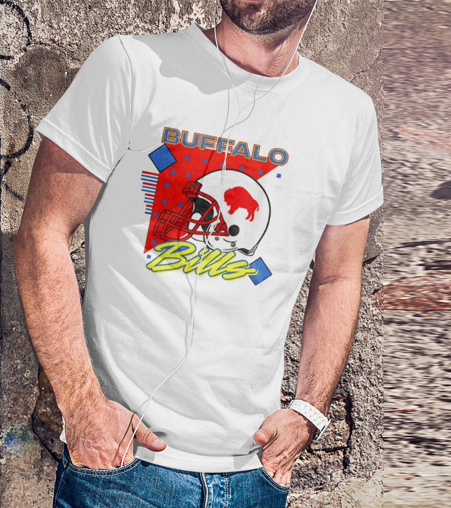 Buffalo Bills 90s Style Football Helmet Retro NFL Game Day T-Shirt