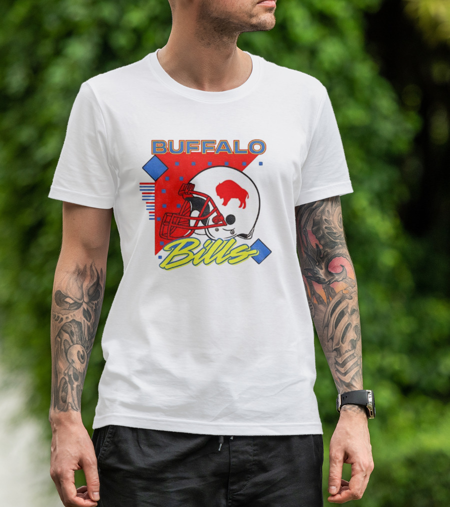 Buffalo Bills 90s Style Football Helmet Retro NFL Game Day T-Shirt