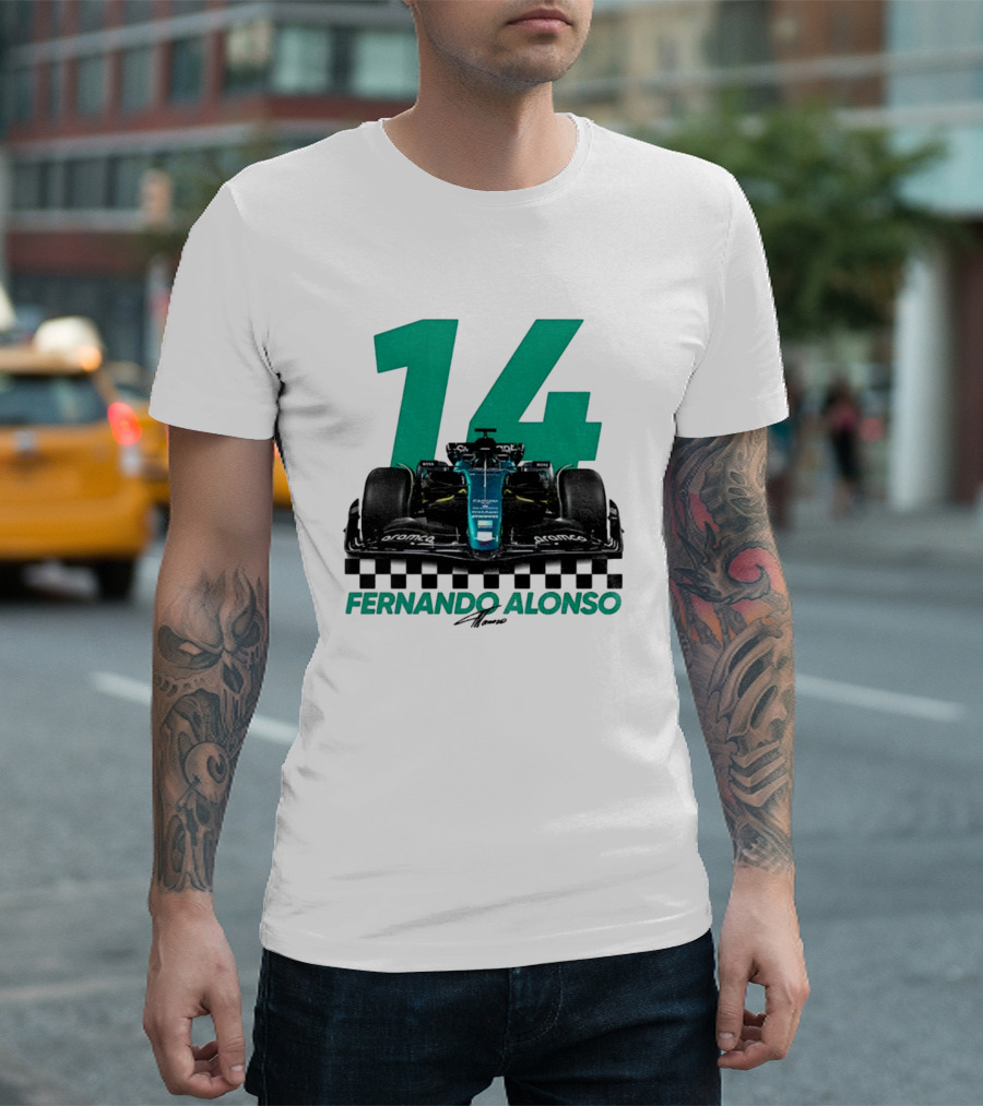 Fernando Alonso 14 F1 Racing Legend Signature Motorsport Fan T-Shirt