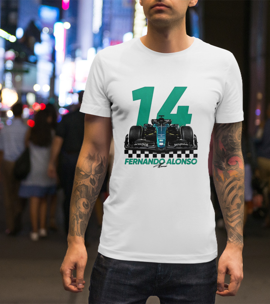 Fernando Alonso 14 F1 Racing Legend Signature Motorsport Fan T-Shirt