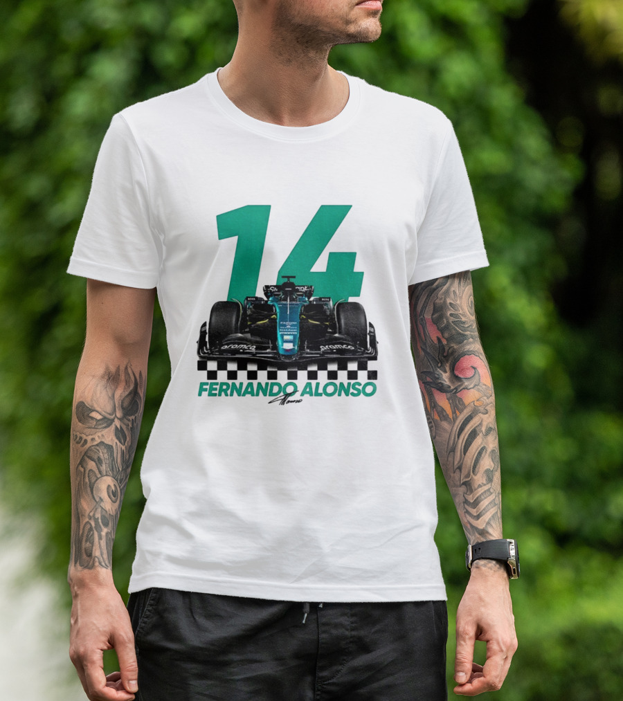 Fernando Alonso 14 F1 Racing Legend Signature Motorsport Fan T-Shirt