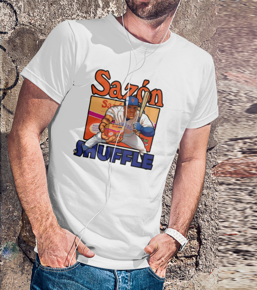 New York Sazón Goya Baseball Player Shuffle T-Shirt