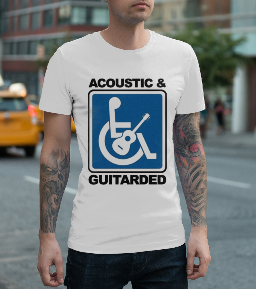 Acoustic And Guitarded Wheelchair Symbol Guitar Icon T-Shirt