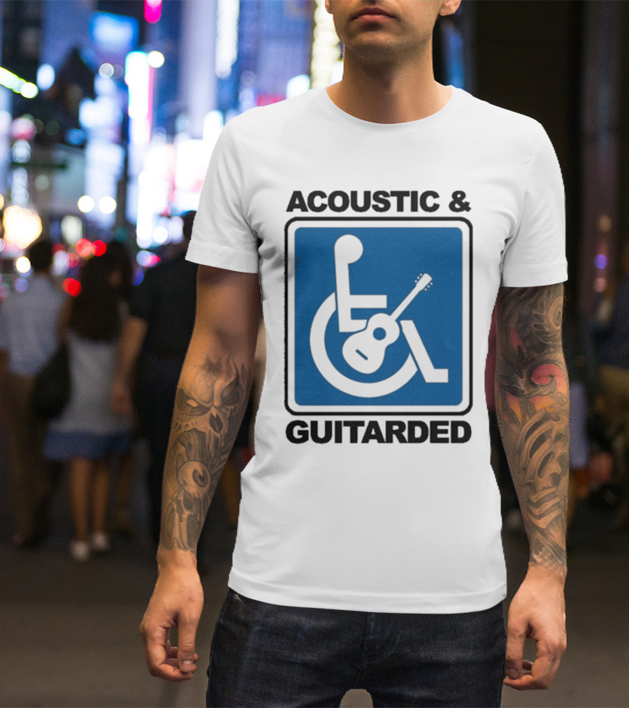 Acoustic And Guitarded Wheelchair Symbol Guitar Icon T-Shirt