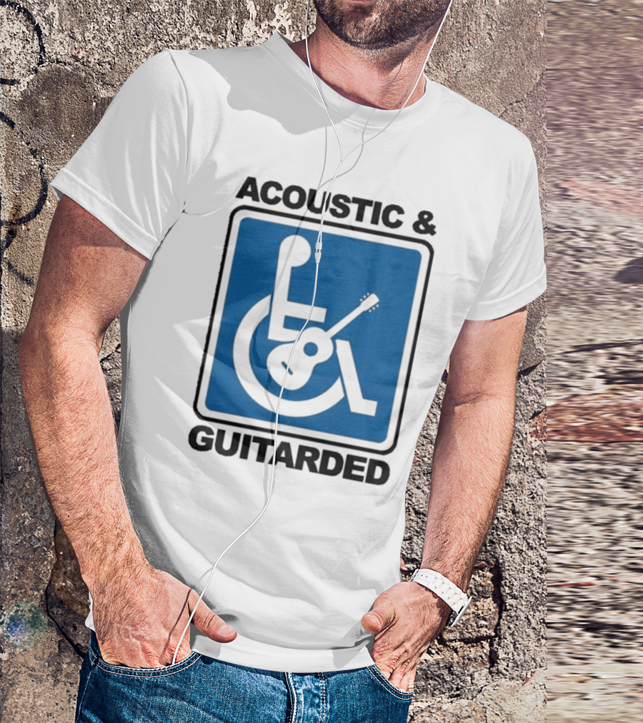 Acoustic And Guitarded Wheelchair Symbol Guitar Icon T-Shirt