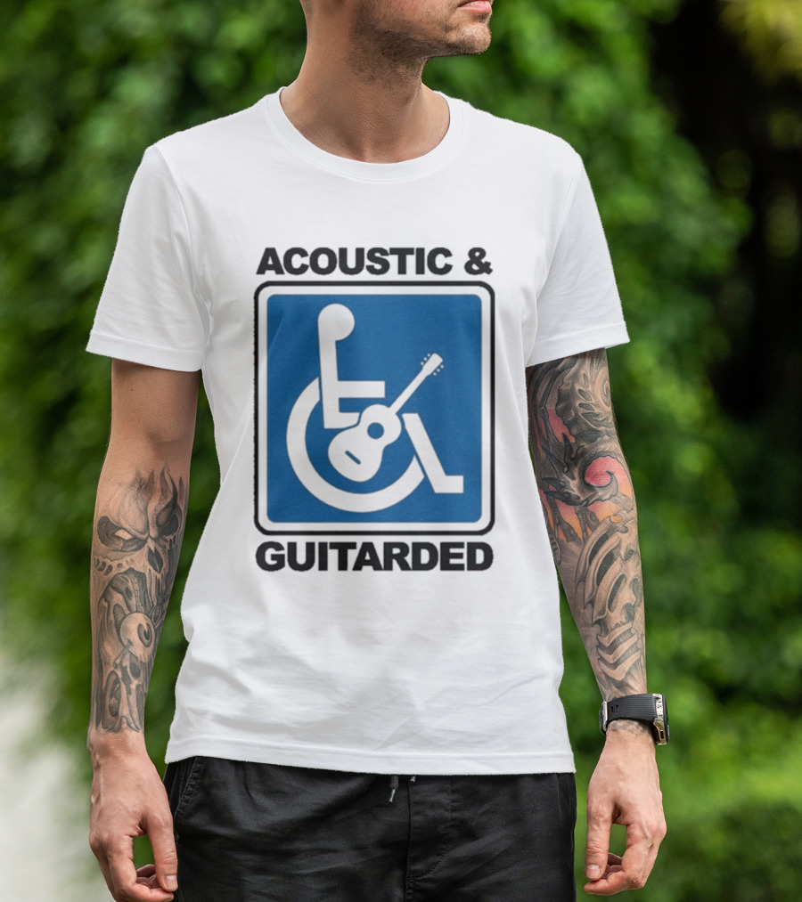 Acoustic And Guitarded Wheelchair Symbol Guitar Icon T-Shirt