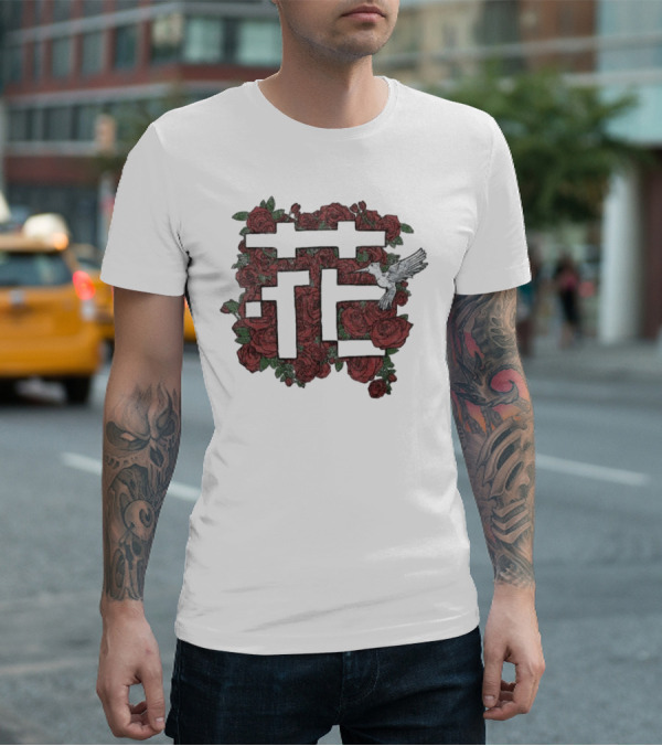 Johnny Stimson Flower Bird Roses And Hummingbird Pattern T-Shirt