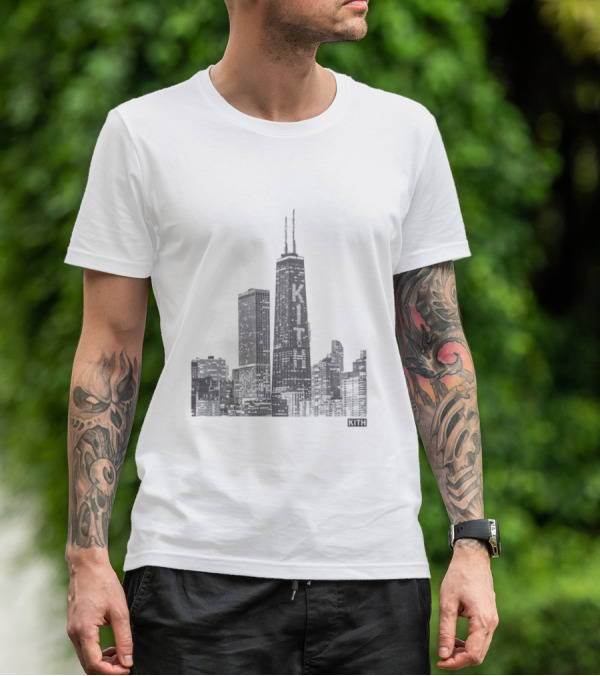Kith Chicago Skyline Merchandise Featuring Iconic Skyscraper Artwork T-Shirt