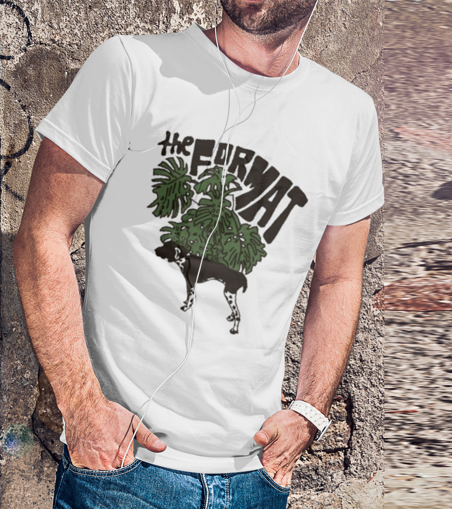 The Format Tropical Leaves And Dog Mustard T-Shirt
