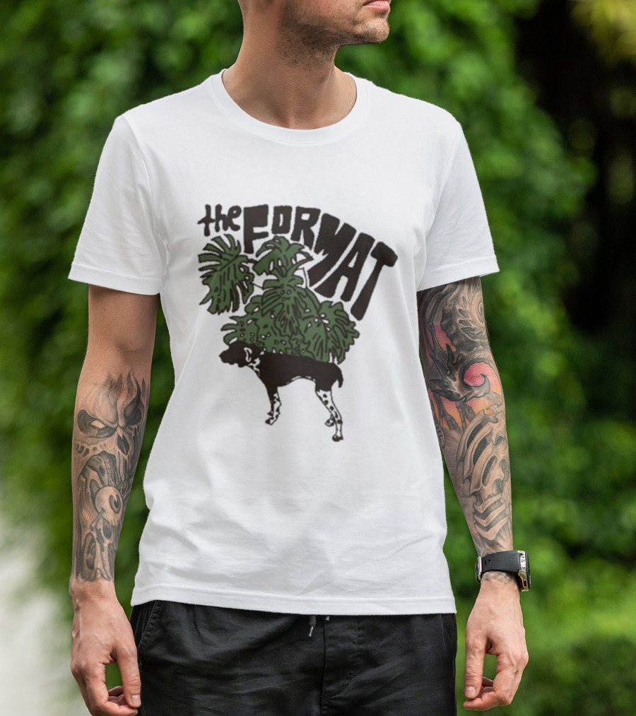 The Format Tropical Leaves And Dog Mustard T-Shirt