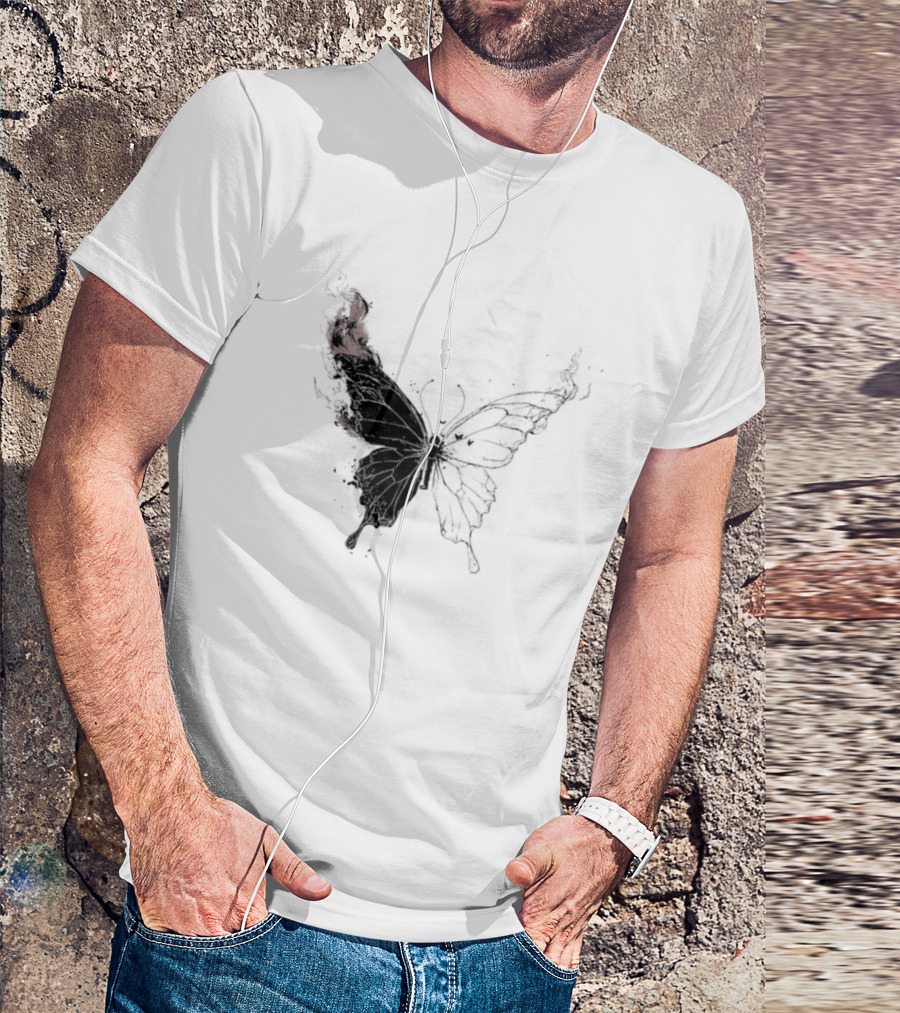 Princess Goes Butterfly Diagram Black Wings Illustration T-Shirt