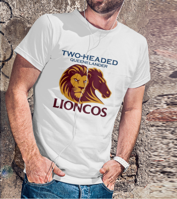 Two Headed Queenslander Lioncos Lion And Horse Head T-Shirt