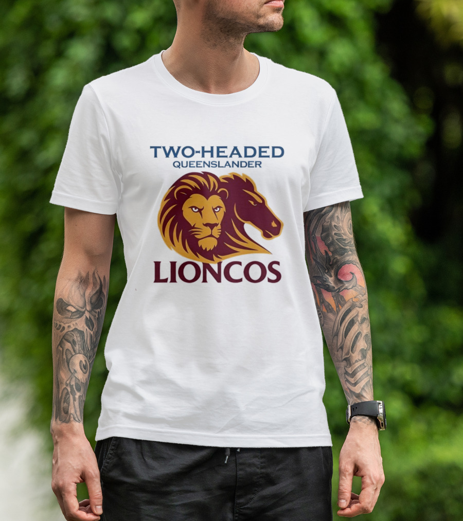 Two Headed Queenslander Lioncos Lion And Horse Head T-Shirt
