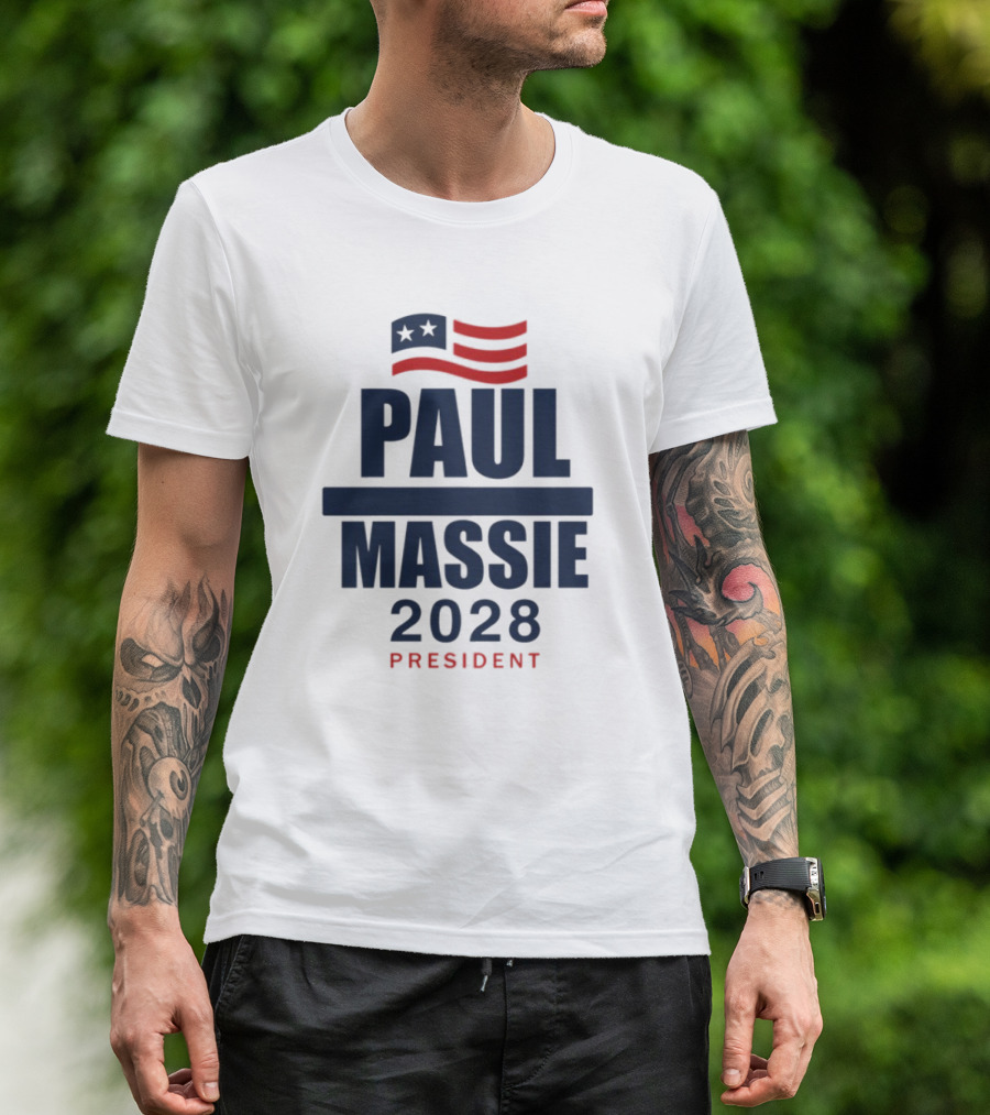 Paul Massie 2028 President Campaign With American Flag Icon T-Shirt