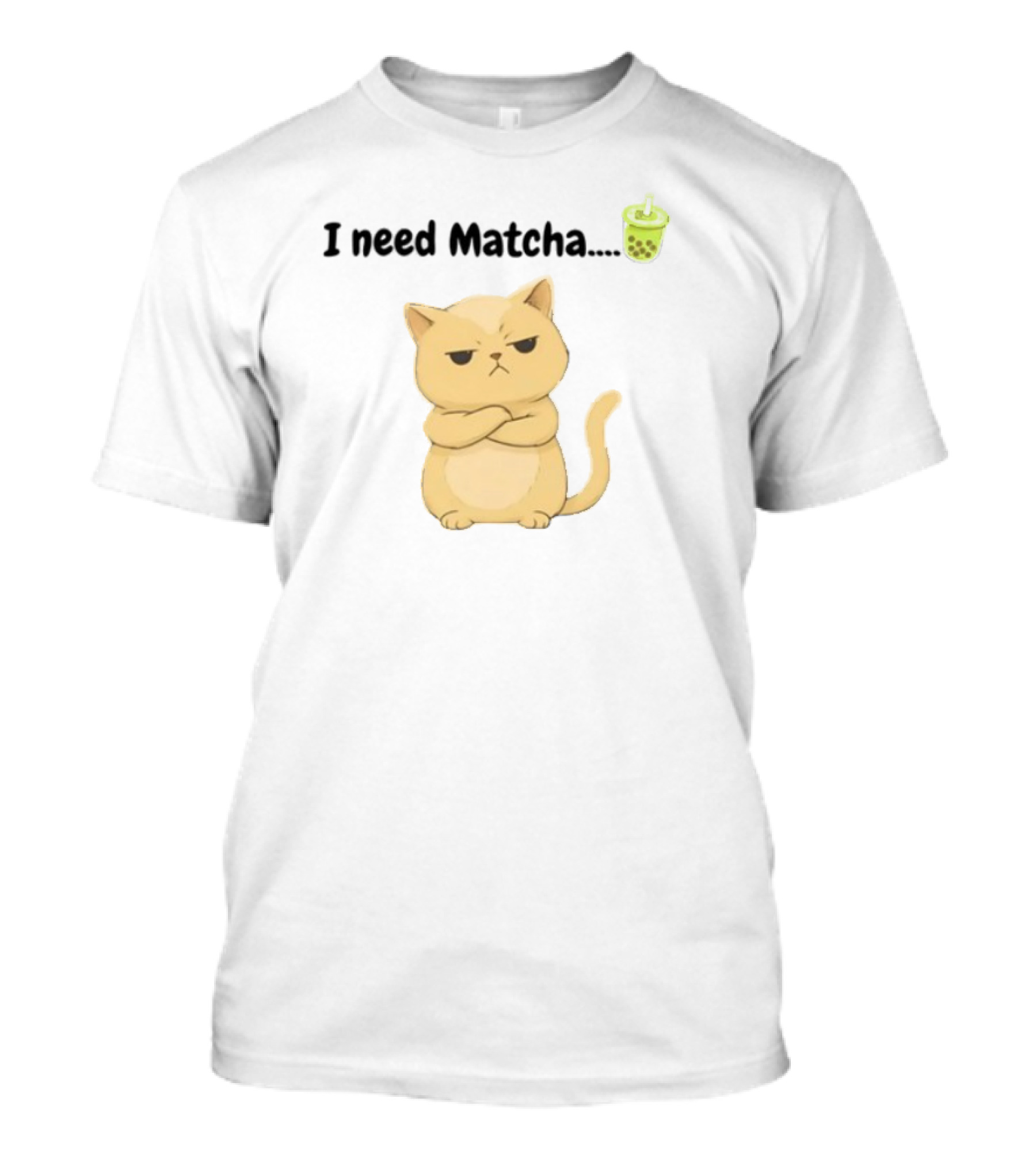 Amran I Need Matcha Grumpy Cat Boba Bubble Tea T-Shirt