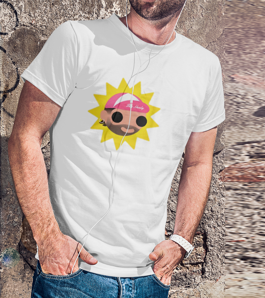Ben Healy 2025 Pink Cap Yellow Sunburst T-Shirt