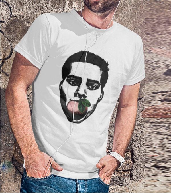 ``` Nick Wilkins Orange Face With Red Apple And Leaves ``` T-Shirt