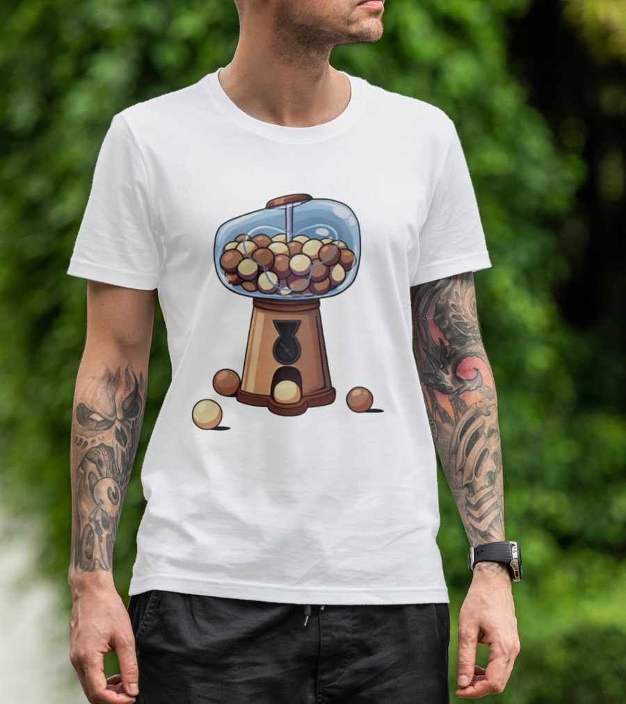 Gum Ball Machine With Brown And Cream Gumballs T-Shirt