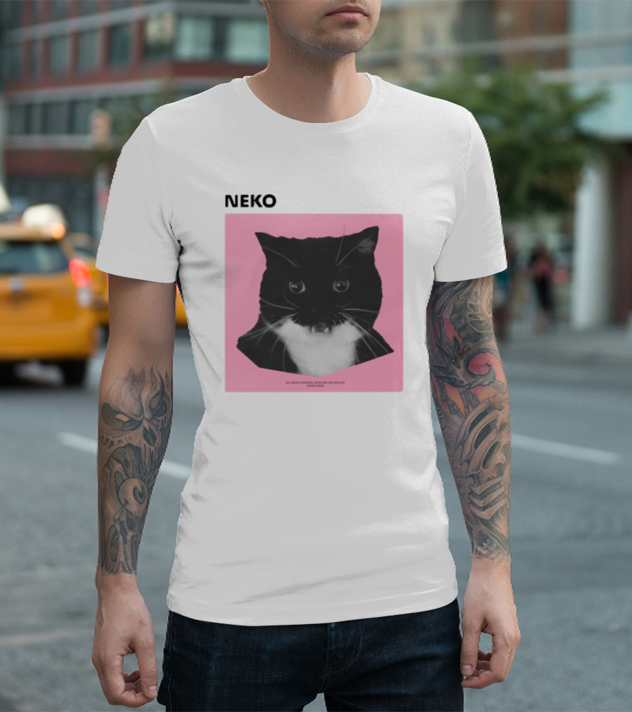Neko Uni The Strongest Cat Silhouette In Black And Pink T-Shirt