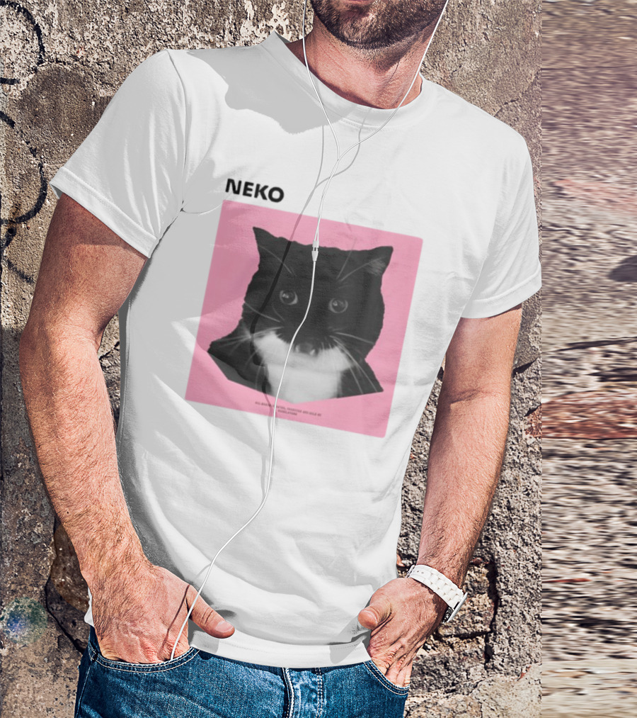 Neko Uni The Strongest Cat Silhouette In Black And Pink T-Shirt