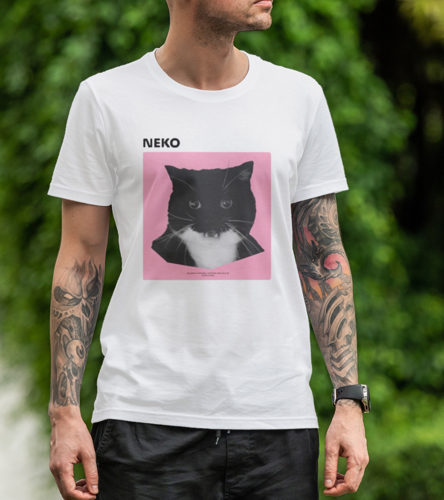 Neko Uni The Strongest Cat Silhouette In Black And Pink T-Shirt