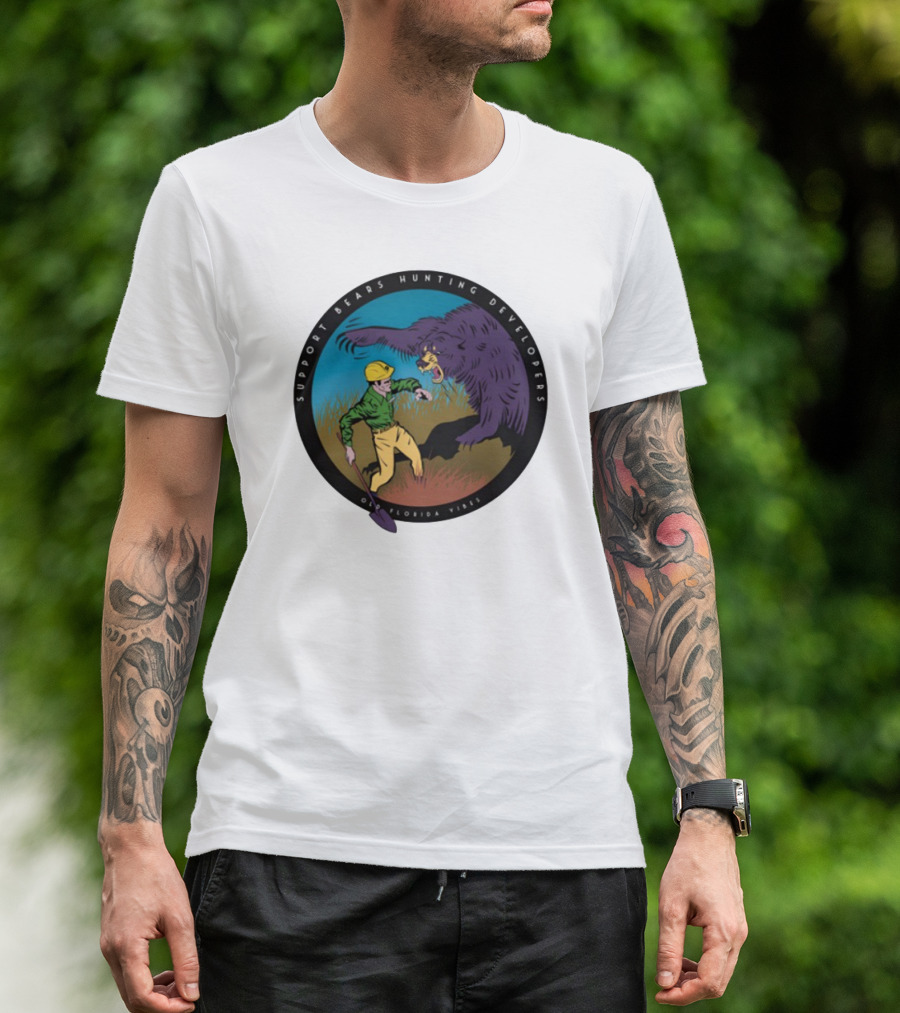 Support Bears Hunting Developers Old Florida Vibes Graphic T-Shirt