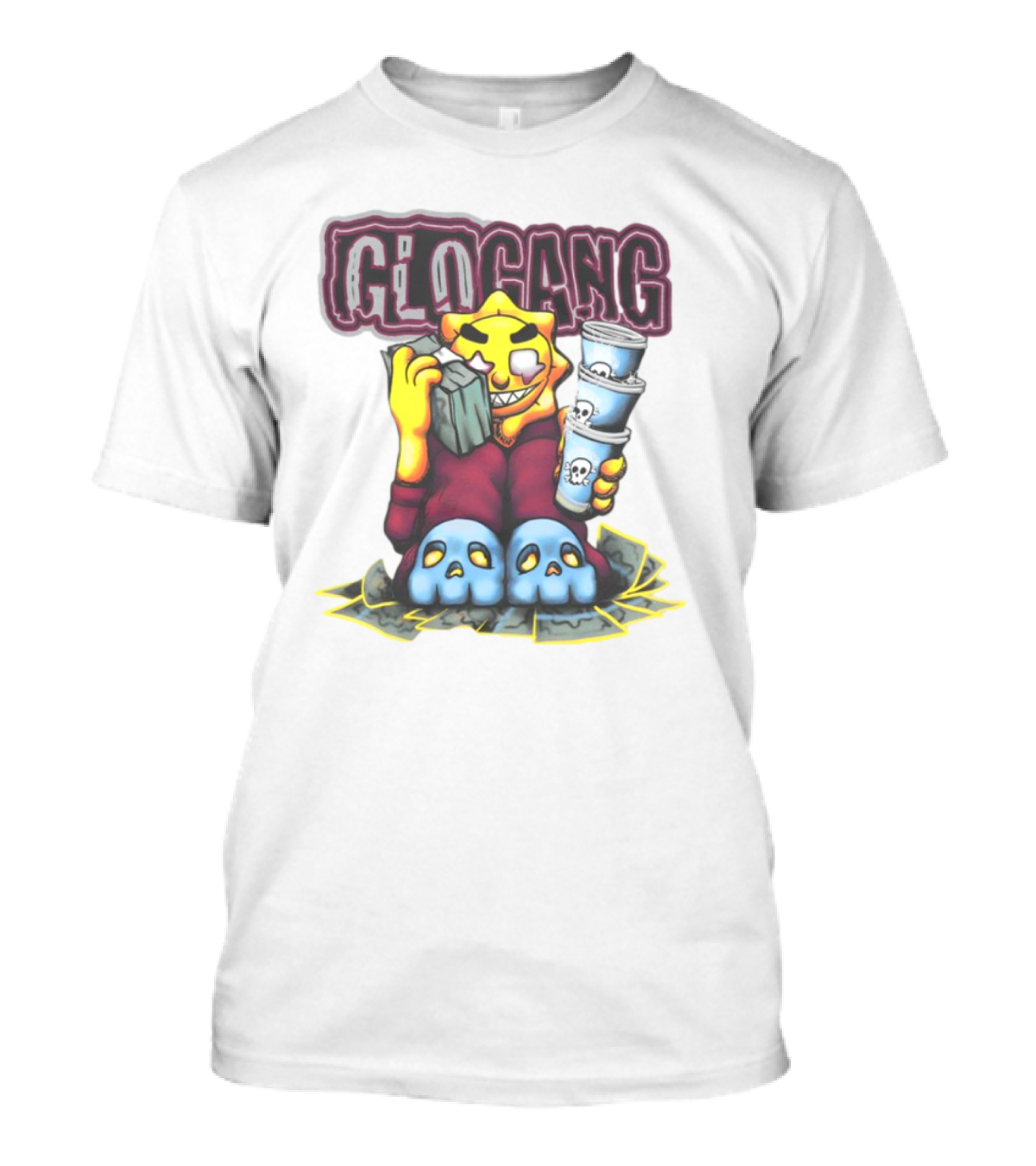 Glo Gang Stack Of Cash Skull Cups Triple Cup Threat T-Shirt
