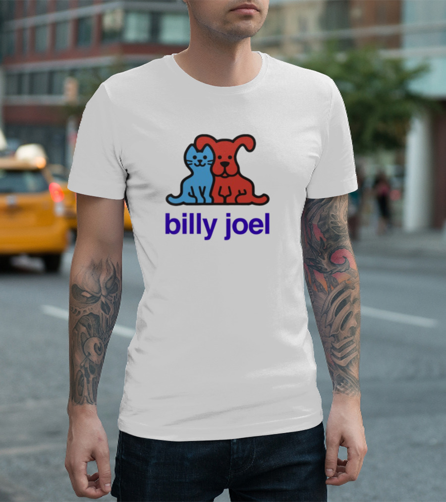 Billy Joel Cat Dog Duo Design T-Shirt