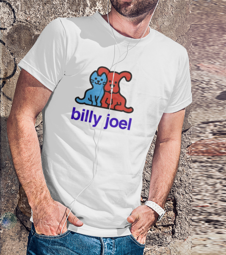 Billy Joel Cat Dog Duo Design T-Shirt