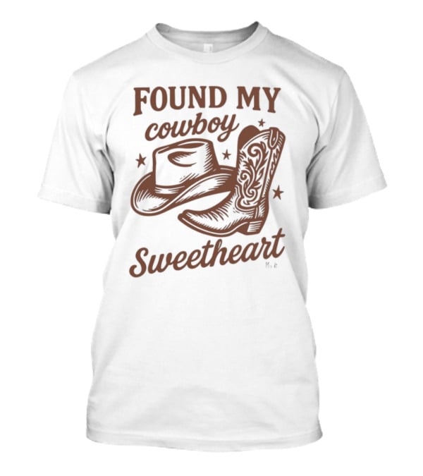Found My Cowboy Sweetheart Hat And Boot Stars T-Shirt