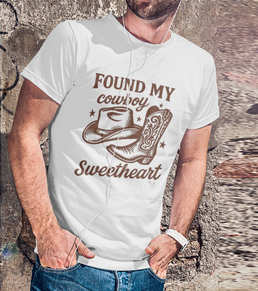 Found My Cowboy Sweetheart Hat And Boot Stars T-Shirt