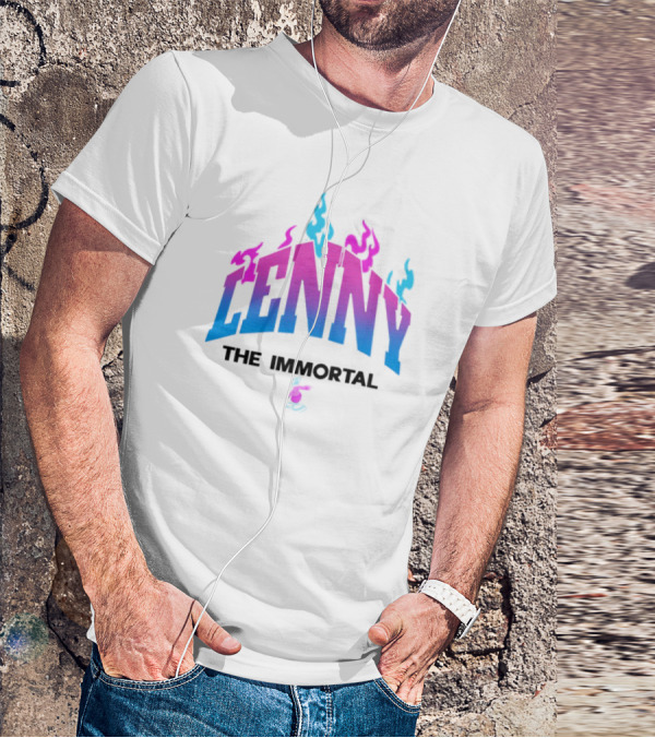 Lenny The Immortal Flaming Gradient Text With Cartoon Character T-Shirt