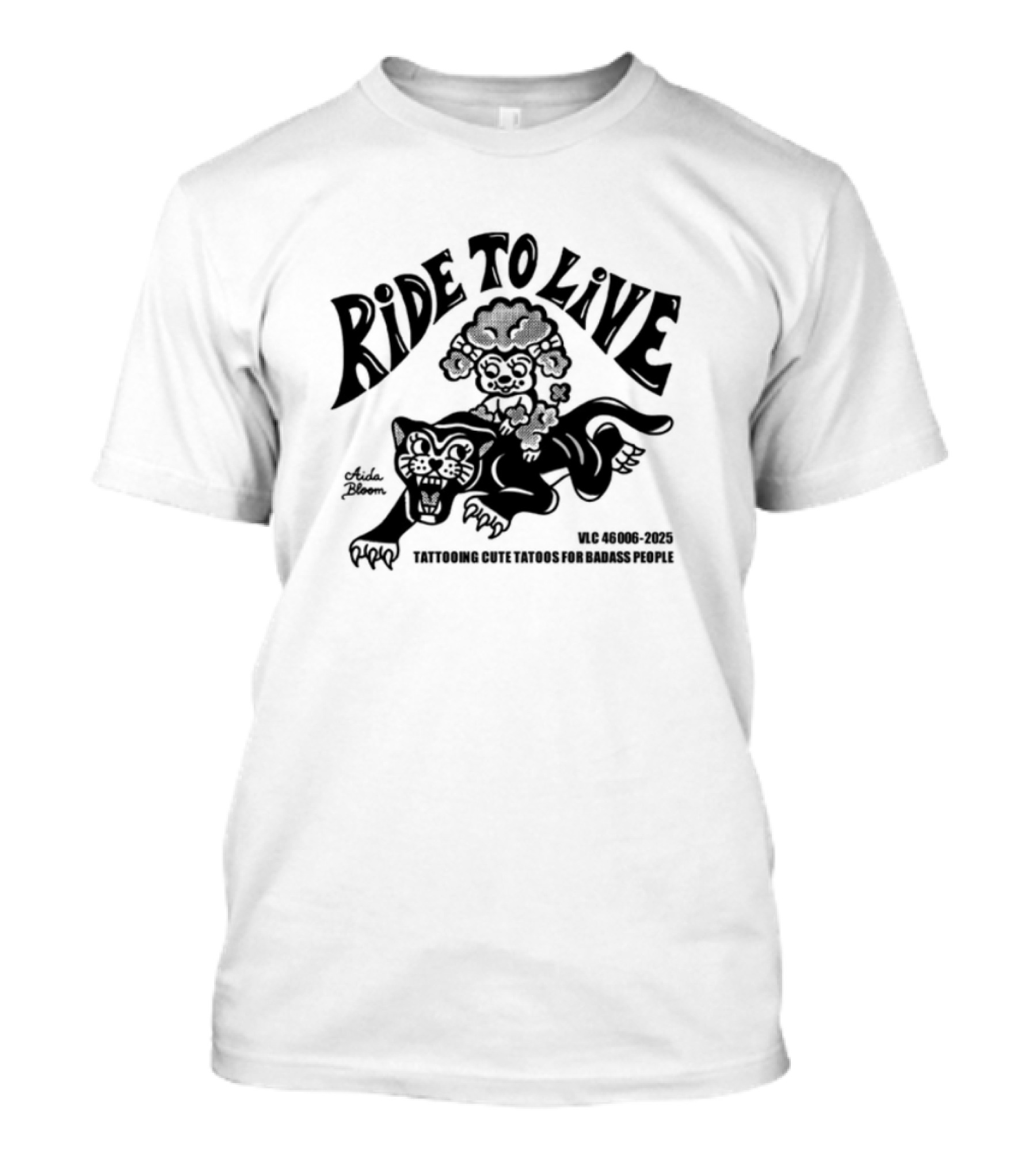 Ride To Live Aidabloom Skeleton Biker Wings T-Shirt