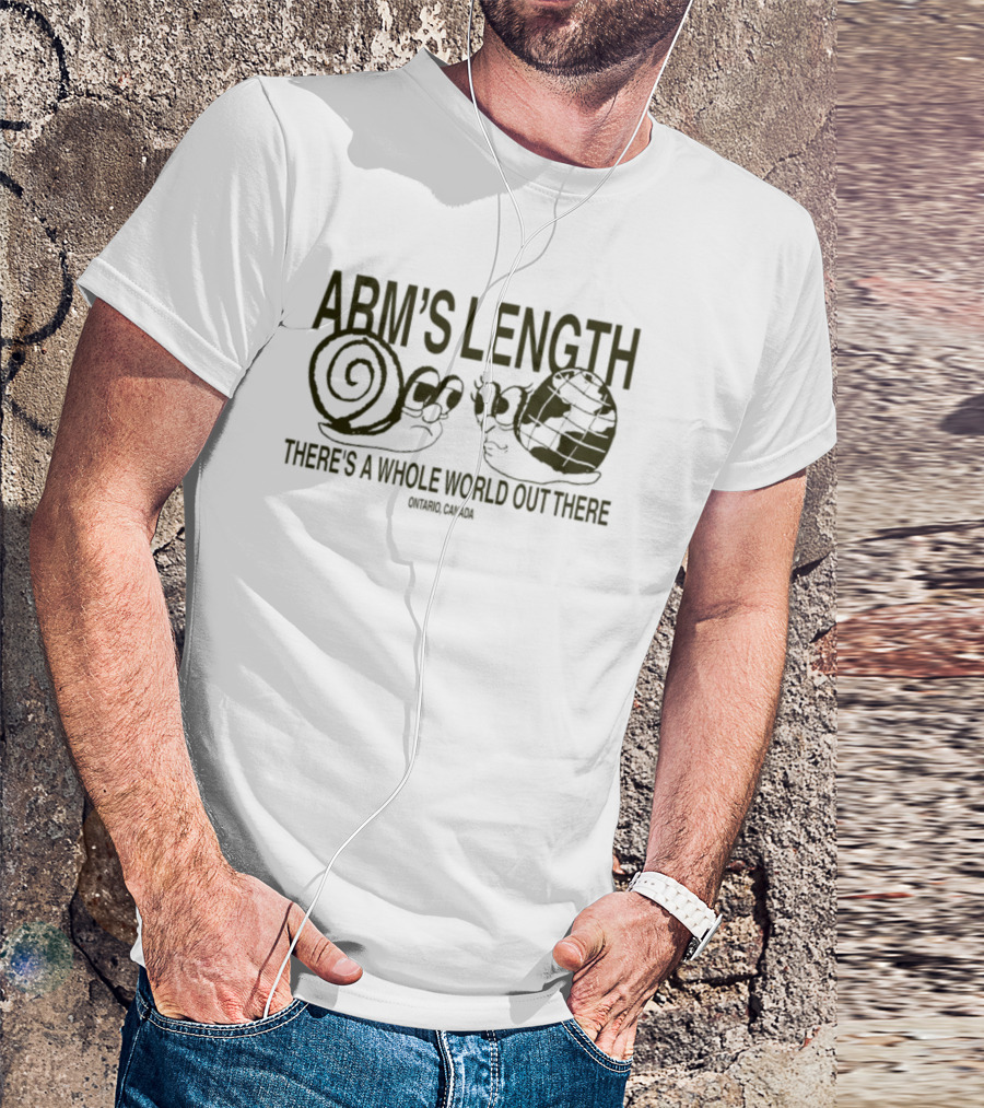 Arm's Length There's A Whole World Out There Snail Playing Guitar T-Shirt