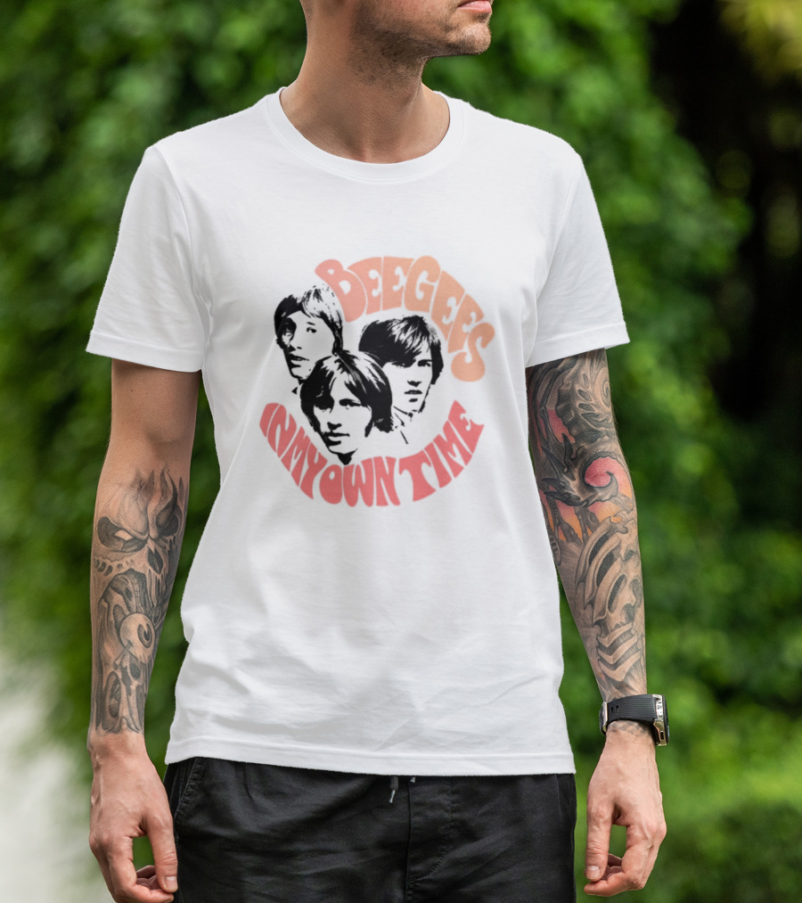 Bee Gees In My Own Time Orange And Red Text T-Shirt