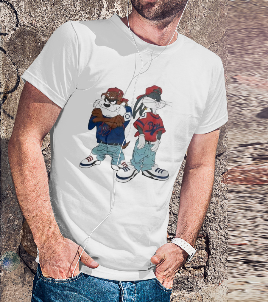 Bugs Bunny Taz Hip Hop Vintage Style Baggy Jeans Sneakers T-Shirt