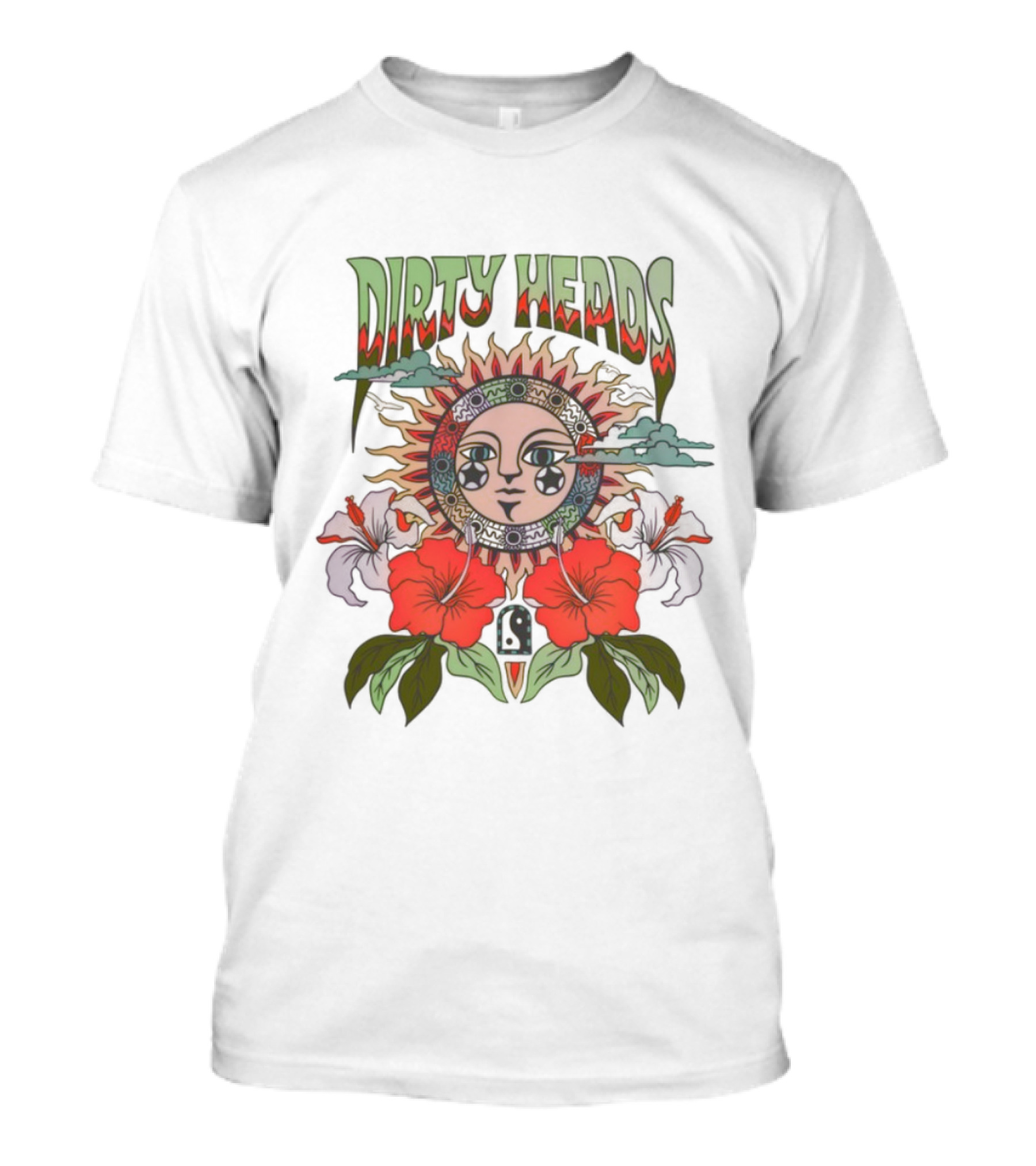 Dirty Heads Cali Sun Orange Sunflower And Hibiscus Design T-Shirt