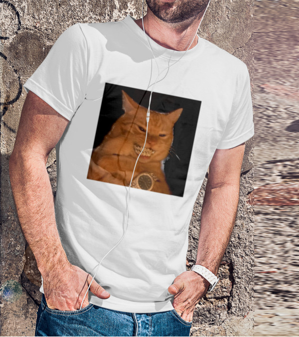 Cat Morgan Freebands Iced Out Gangsta Cat With Diamond Grill And Bling T-Shirt